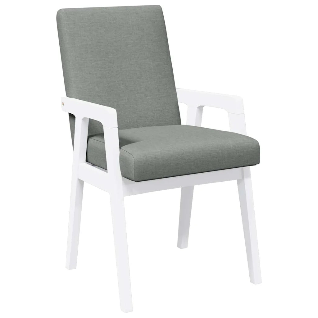 Sedie da Pranzo con Cuscini 2 pz Bianco Legno Massello di Hevea 4102484
