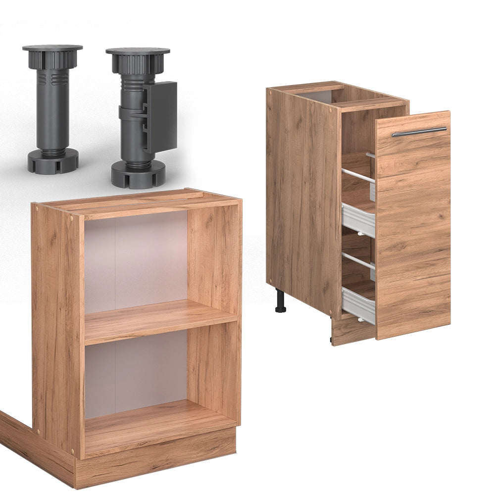Vicco isola cucina Quercia dorata 90 cm con cassetto, senza piano di lavoro