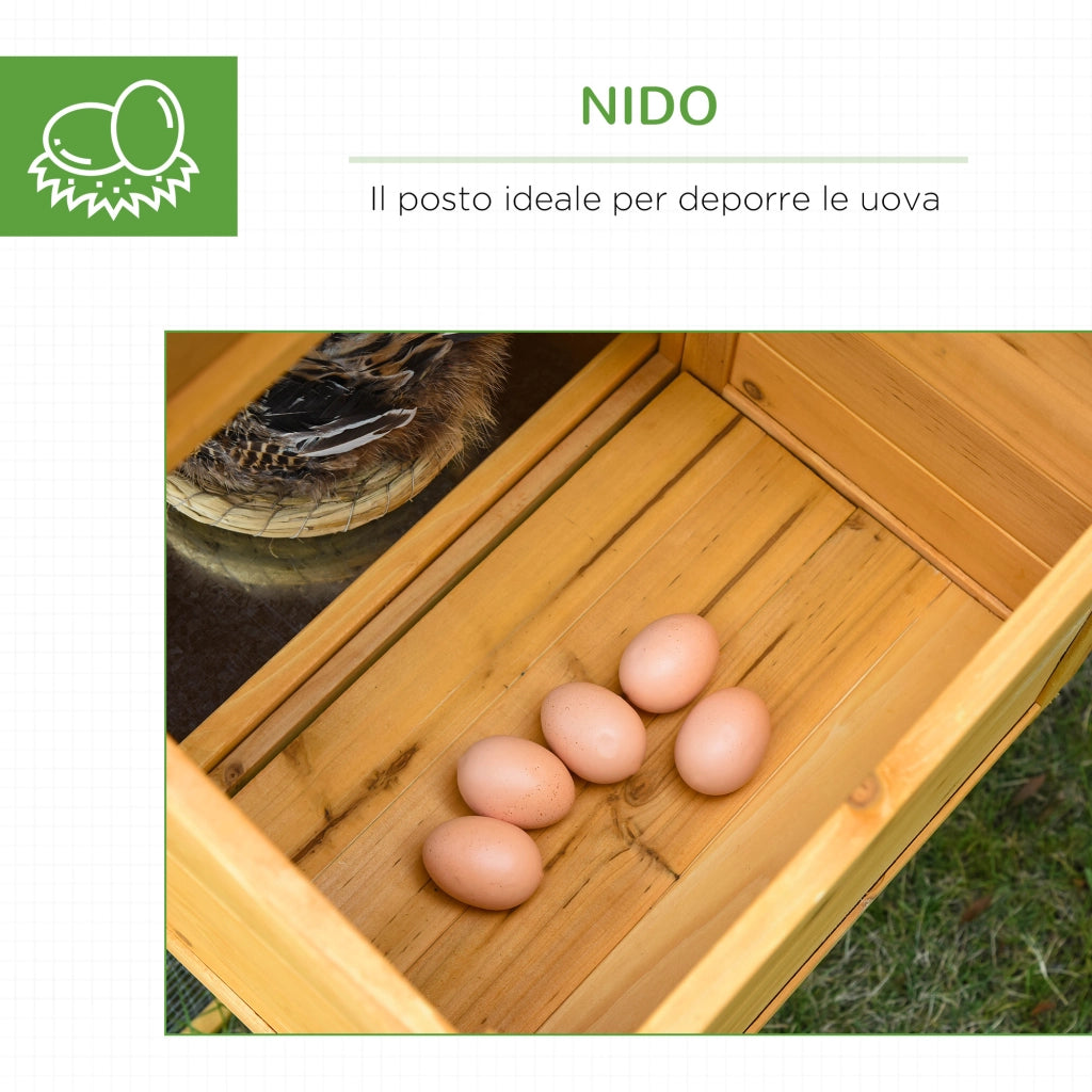Pollaio in Legno con Casetta e Recinto ¨C Zephmum ¨C Giallo 168x75x103cm