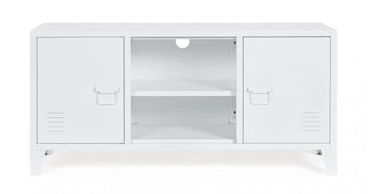 Mobile TV con 2 Ante 40x120,5x58,5 cm Cambridge in Acciaio Bianco