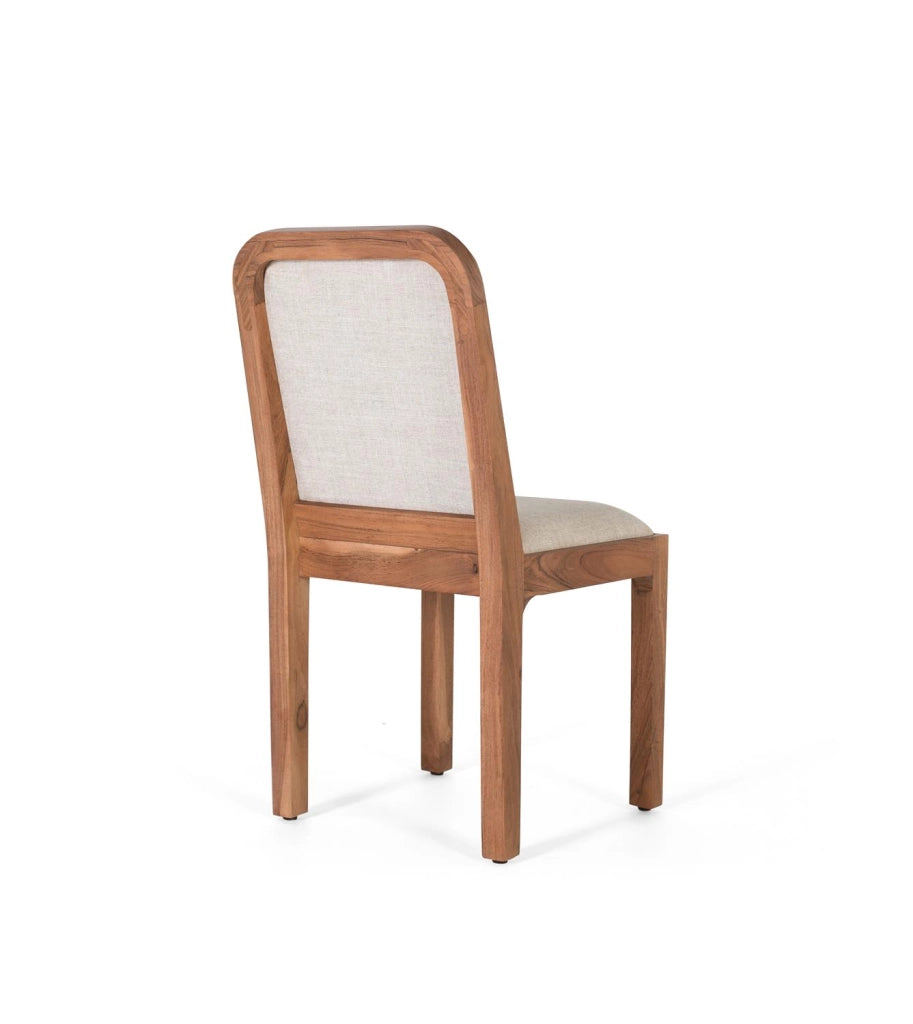 Set di 2 sedie in legno di acacia e tessuto beige
