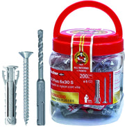Fischer TASSELLO SX Plus 6x30 S BOX 200 PEZZI + OMAGGIO PUNTA SDS Plus