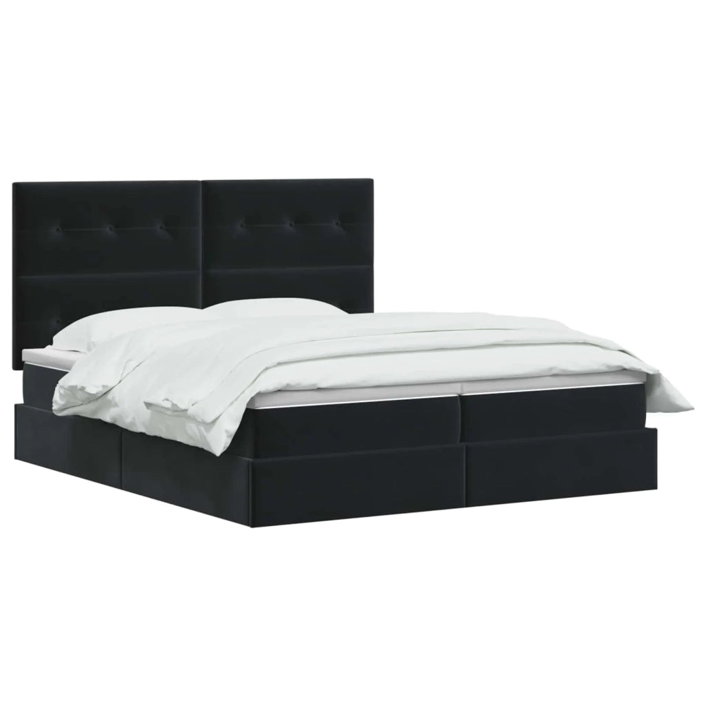 Letto con contenitore LED e materasso Nero 200 x 200 cm Velluto 3460274