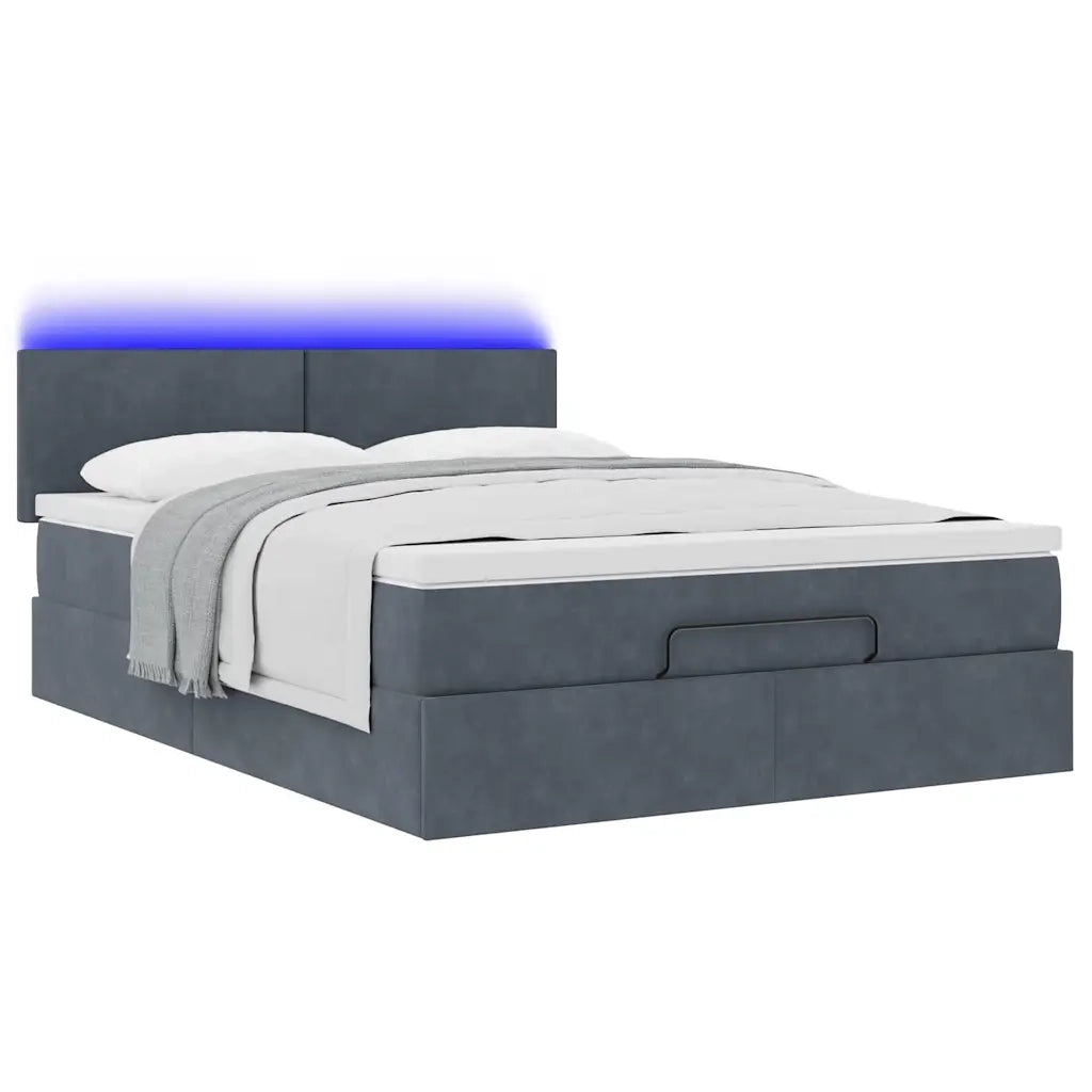 Struttura Letto Pouf con Materasso 140x190 cm Velluto