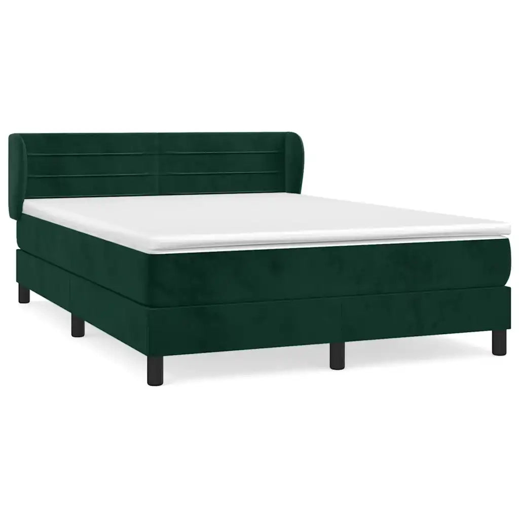 Giroletto a Molle con Materasso Verde Scuro 140x190 cm Velluto 3127550
