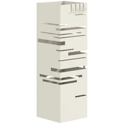 Portaombrelli Quadrato in Metallo con Vassoio Antigoccia Rimovibile e 4 Ganci, 15.5x15.5x49 cm, Beige