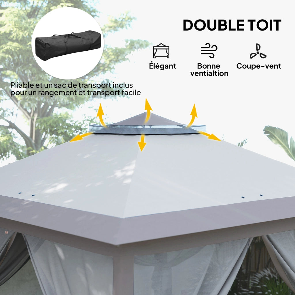 Tenda da Giardino Pop-up 3x3m ¨C zephmum ¨C Grigio con Reti Zippate e Sacchetto