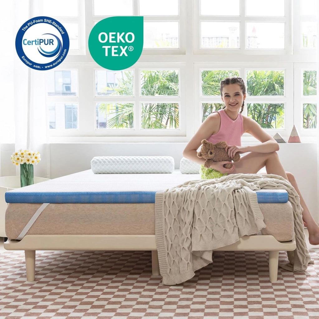 OLYMPIA Topper in Memory Foam MATRIMONIALE 190x160x5cm, Comfort Tessuto Traspirante e Delicato Sulla Pelle con Elastiche Antiscivolo, Sfoderabile e Lavabile Coprimaterasso con Angoli Elastici correttore materasso Oeko-TEX