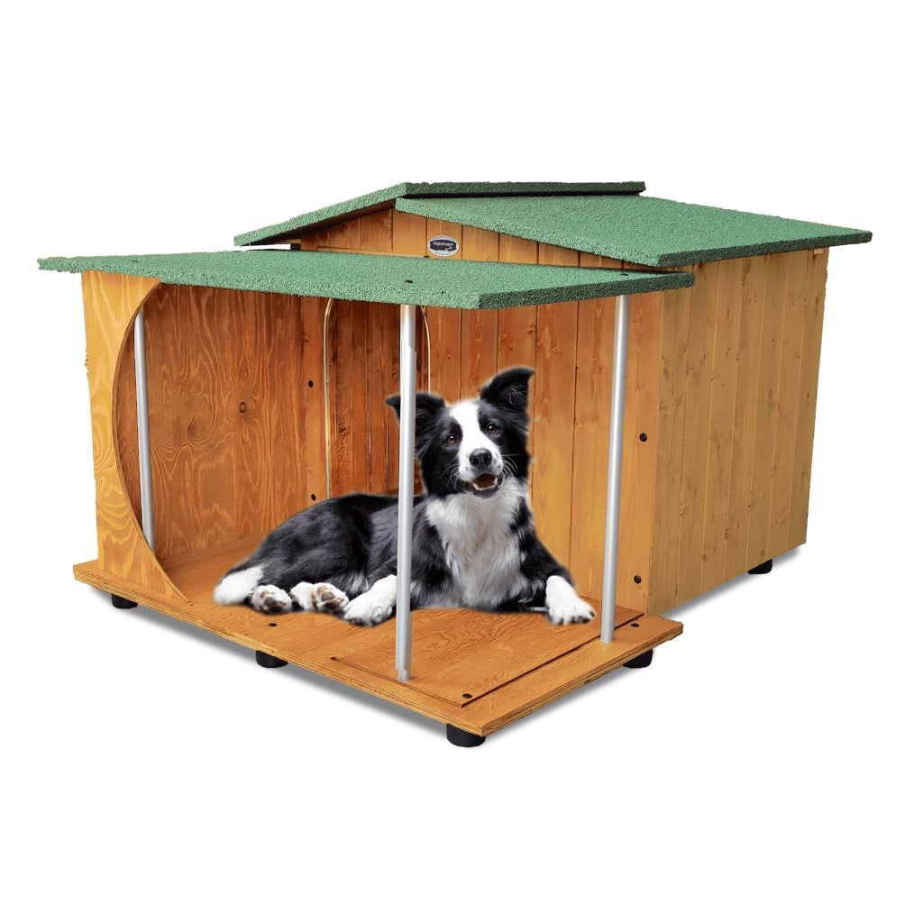 CUCCIA IN LEGNO PER CANI DA ESTERNO MODELLO OASI E VERANDA C-SETTER CON "TENDINA OMAGGIO"