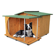 CUCCIA IN LEGNO PER CANI DA ESTERNO MODELLO OASI E VERANDA C-SETTER CON "TENDINA OMAGGIO"