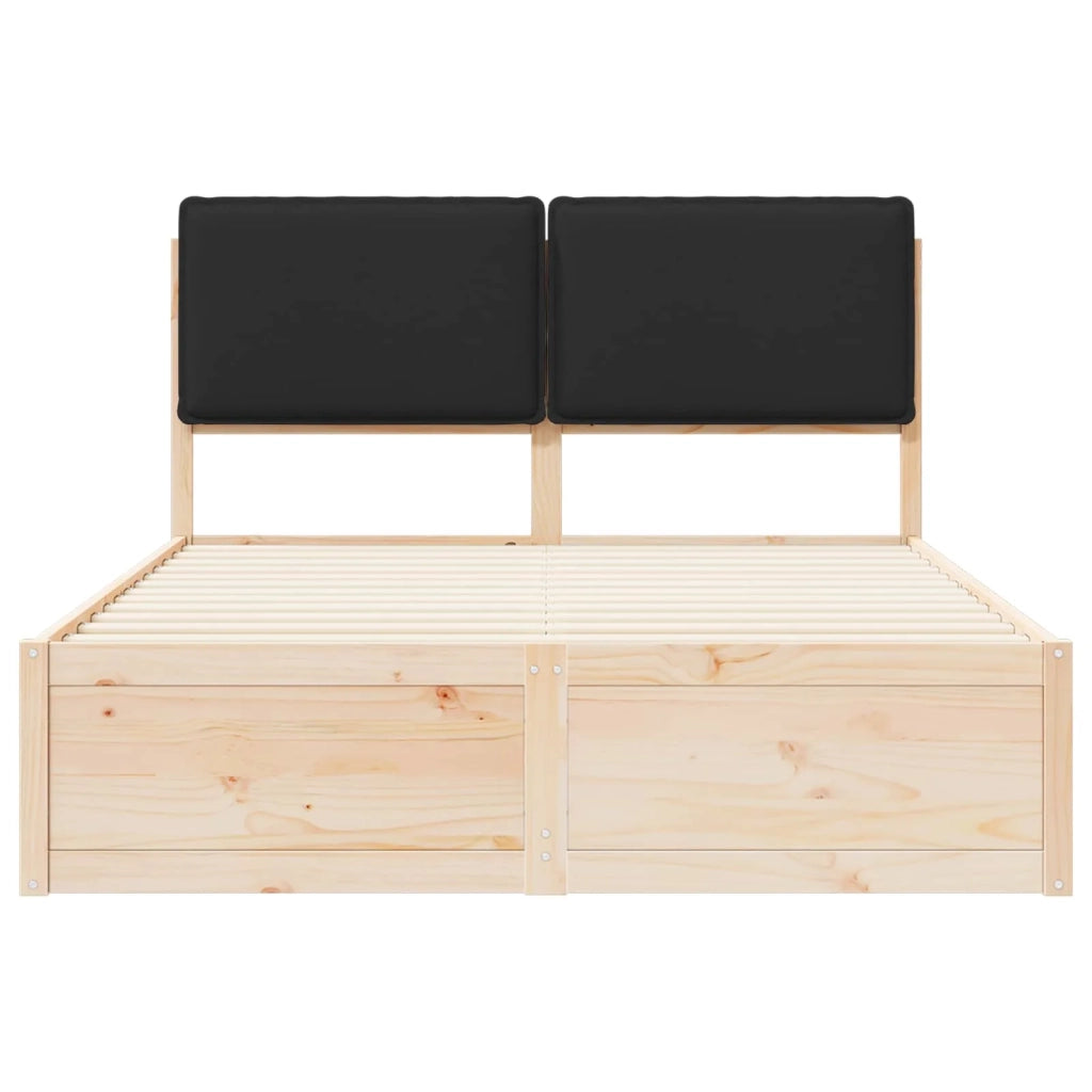 Letto con Testiera Rivestita Nero 135 x 190 cm Pino massello 3398136