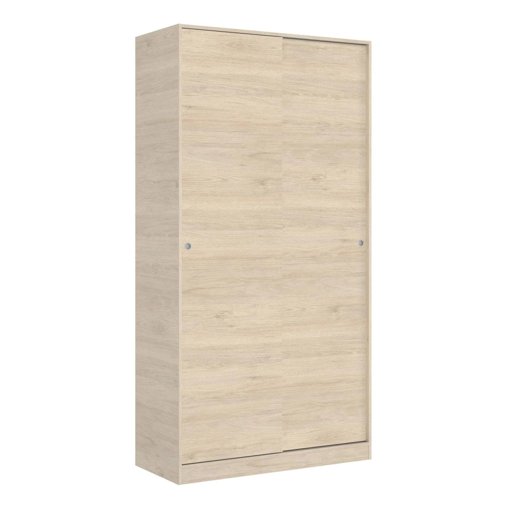 Guardaroba Abigale, Mobile appendiabiti per camera da letto, Armadio con 2 ante scorrevoli, 100x50h204 cm, Rovere