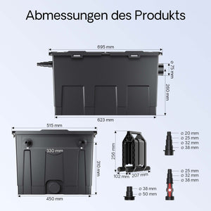 Filtro a camera per laghetto CBF-550 L per filtrazione di max 60.000 l