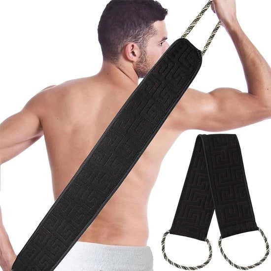 Scrubber per doccia, scrubber per doccia esfoliante con maniglie, strumento per la doccia per rimuovere cellule epidermiche morte (nero)