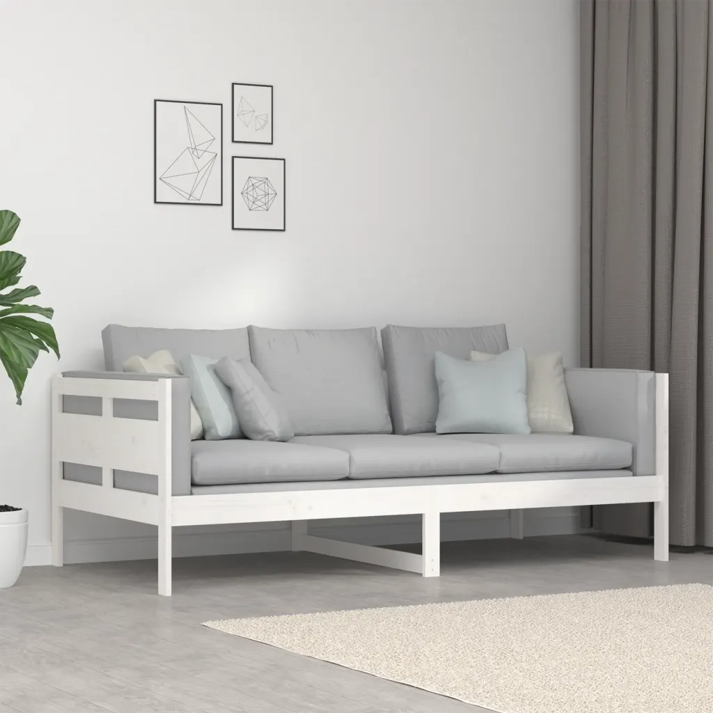 Letto singolo | Letto per adulti | Dormeuse Bianca in Legno Massello di Pino 90x190 cm