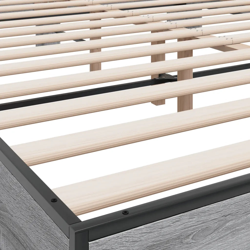 Giroletto Grigio Sonoma 160x200 cm in Legno Multistrato Metallo