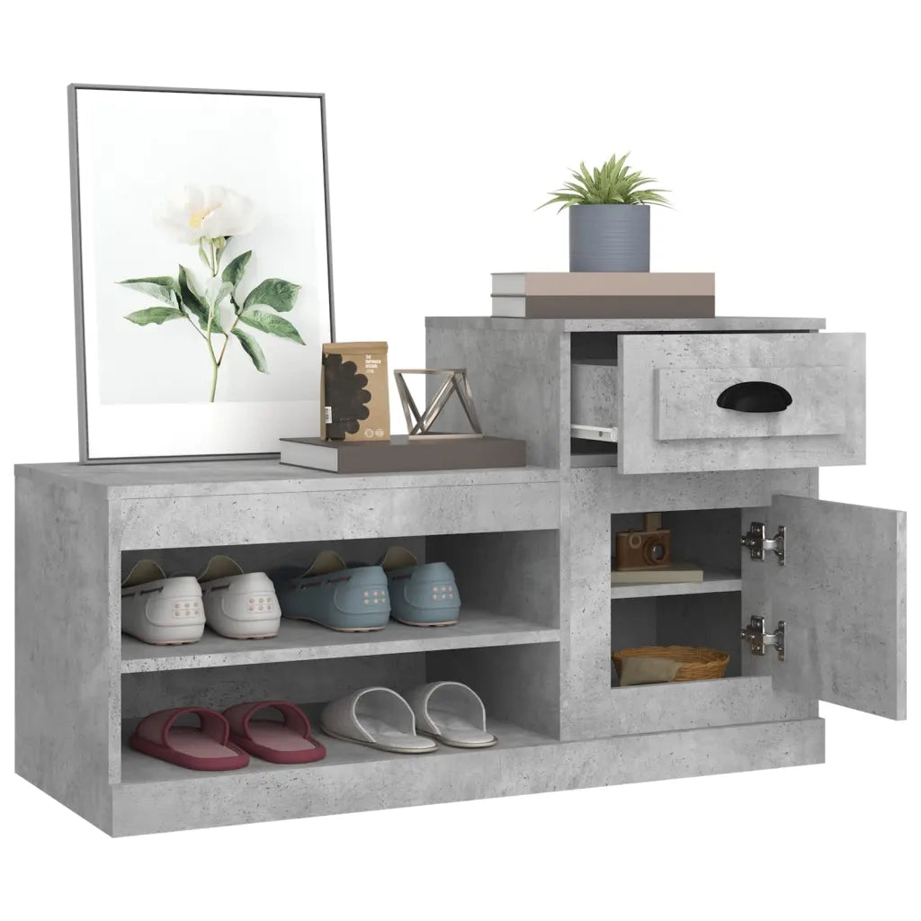 Scarpiera-Scaffale per scarpe Grigio Cemento 100x42x60 cm in Legno Multistrato