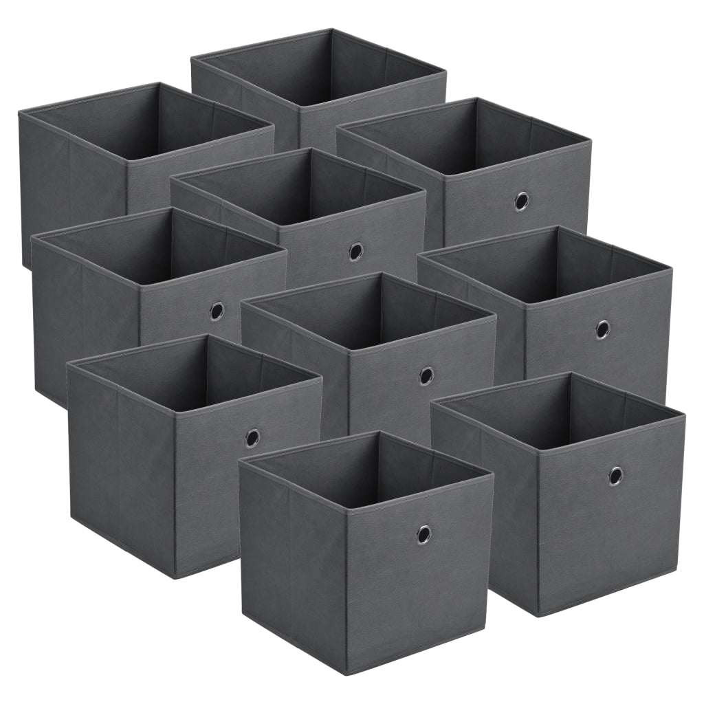 Set di 10 Scatole Pieghevoli Portaoggetti in Tessuto 28 x 30 x 30 cm - Grigio Scuro [en.casa]