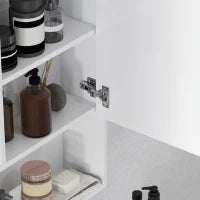 kleankin Armadietto Bagno con Specchio, Ripiani e Scaffale Regolabile, Montaggio a Parete, 60x15x76cm, Bianco