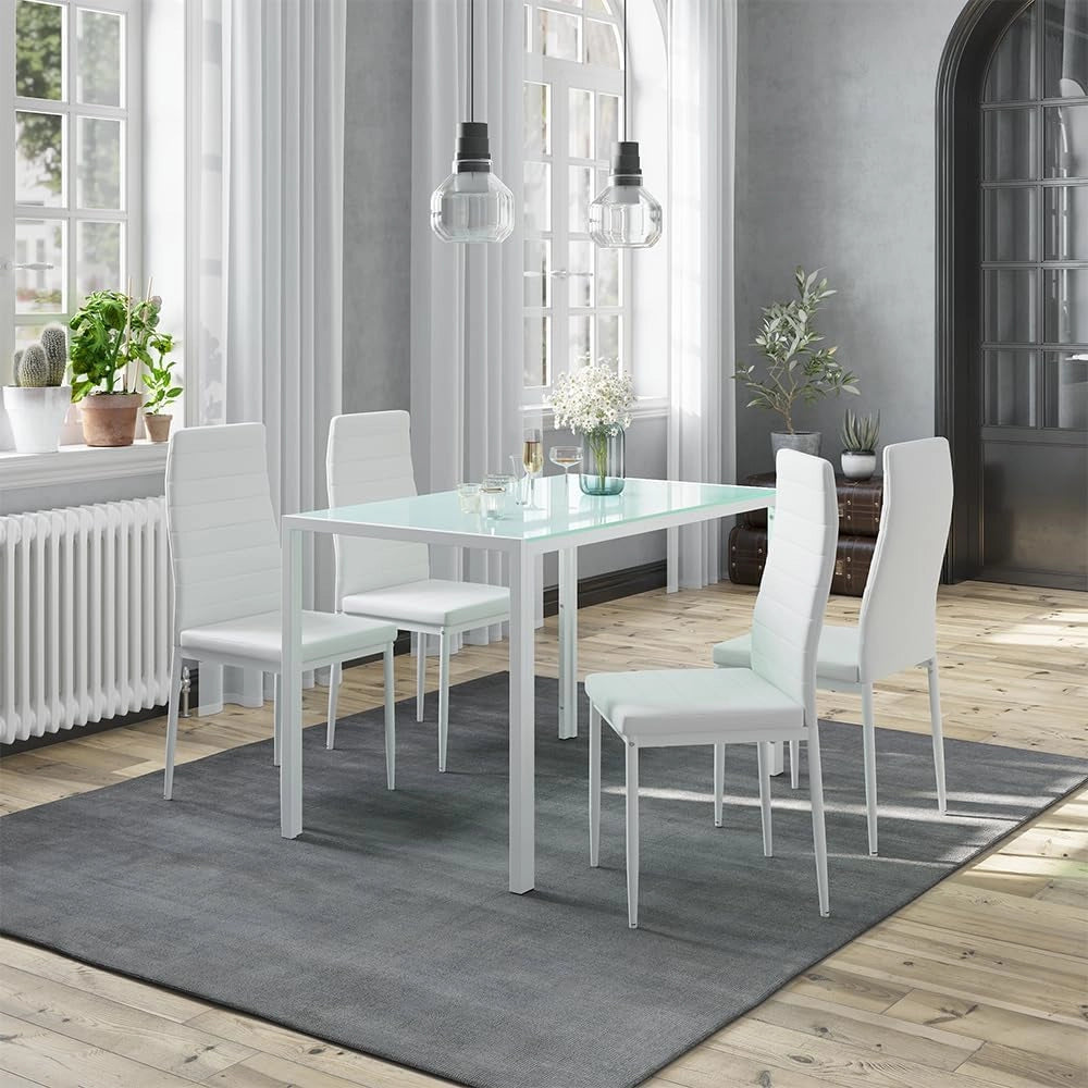 Sedia da sala da pranzo Grand, Bianco, 42.5 x 48 cm Set di 4, per l’utilizzo come set da pranzo in cucina o sala da pranzo