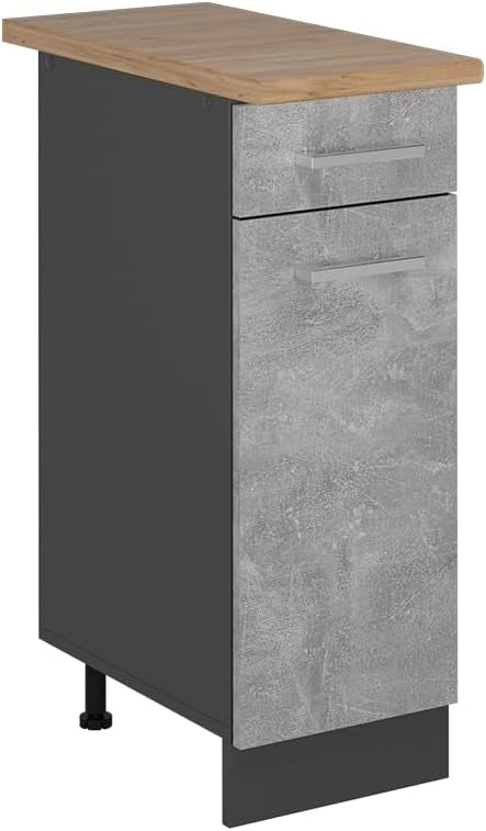 Mobiletto base per cucina R-Line, Quercia dorata, 60 cm, AP Oak, per la libera combinazione all'interno di sistemi cucina modulari