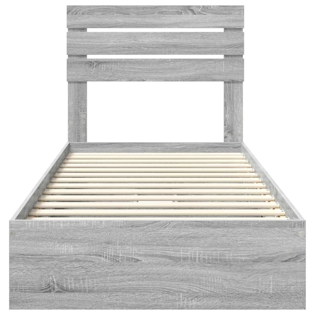 Letto con Contenitore con testiera Grigio Sonoma 75 x 190 cm