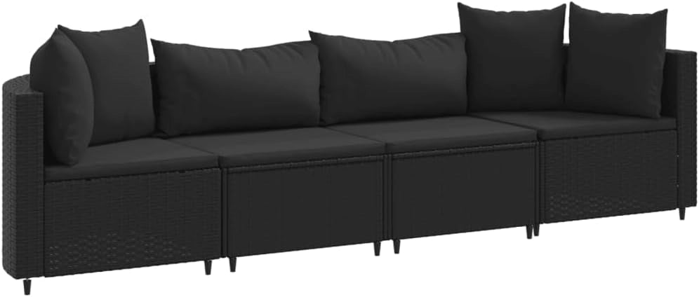 Set di divani da giardino 4 pezzi con cuscini in rattan sintetico nero, set da giardino esterno, mobili da giardino, mobili da giardino, set di mobili da giardino - 3308459