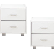 Coppia Comodini in Legno 2 Cassetti Bianco Moderno 40X43 H 44 cm
