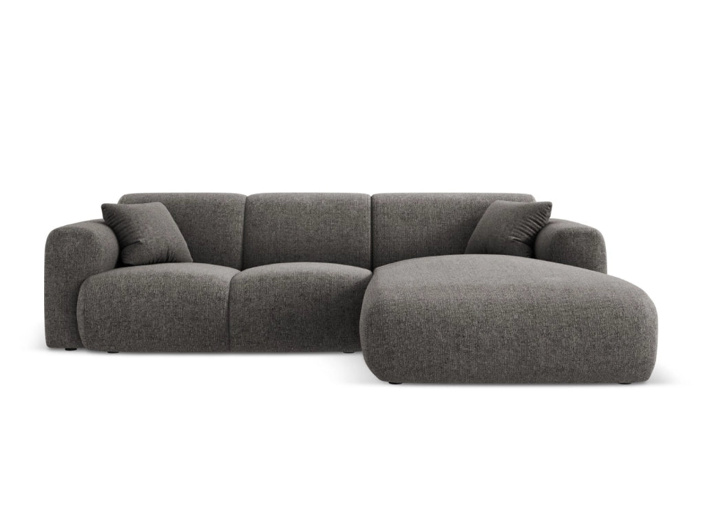 Cosmopolitan Design - Divano angolare destro "Nolio" 4 posti in ciniglia grigio 