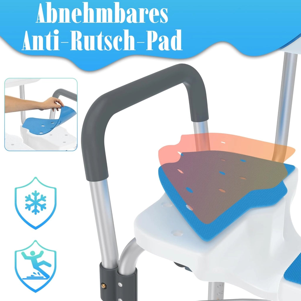 Sedia da doccia per anziani, regolabile in altezza, con design scanalato e telaio in alluminio incrociato, per bagno, vasca da bagno, fino a 200 kg, per doccia