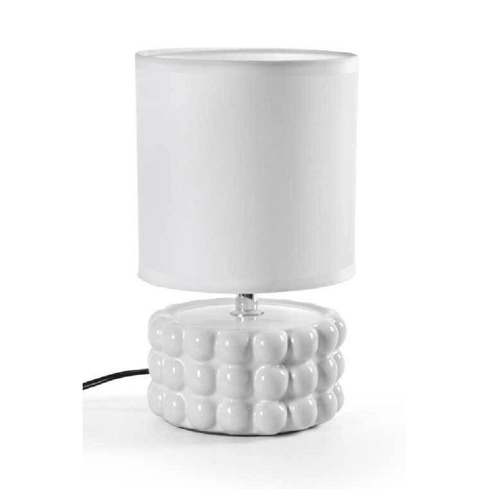 Trade Shop - Lampada Abat Jour Tavolo Comodino E14 Base Ceramica Rilievo Lux 25 X 15cm 837418 -
