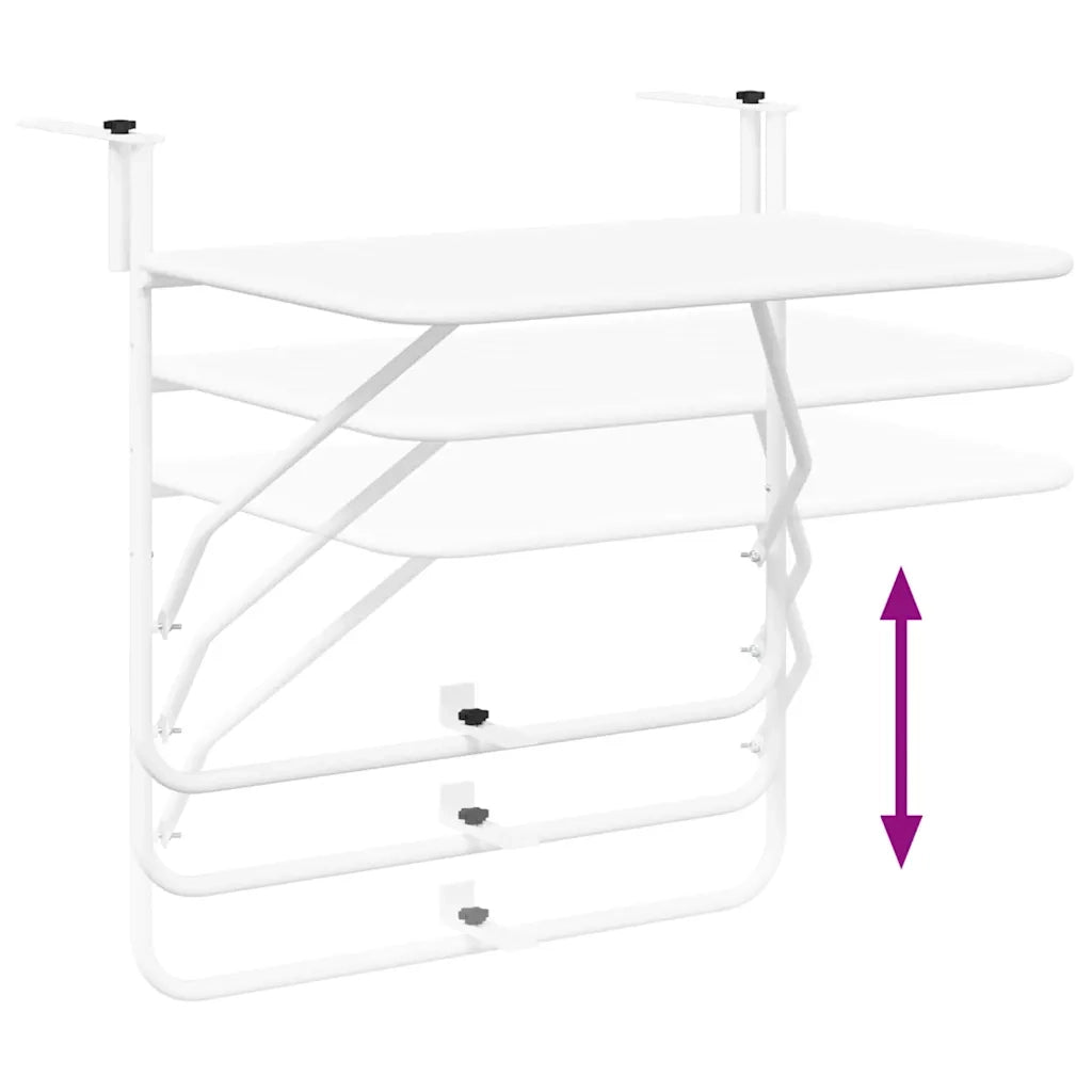 Tavolo Appeso da Balcone Bianco 60 x 39 x 65 cm Acciaio 42008074
