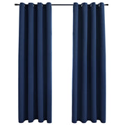 Tende Oscuranti | Tende Blackout con Anelli in Metallo 2 pz Blu 140x225 cm