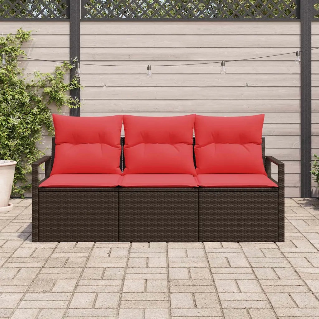 Set di divani 3 pz | Set Salotto da Giardino Marrone polyrattan