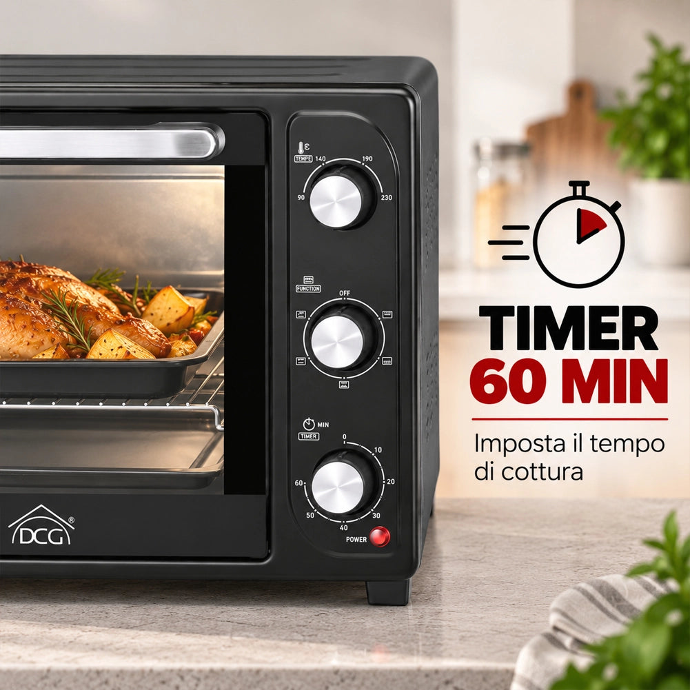 Forno Elettrico Ventilato 45 Litri 2000W Con Timer e Spia Luminosa DCG MB9845N
