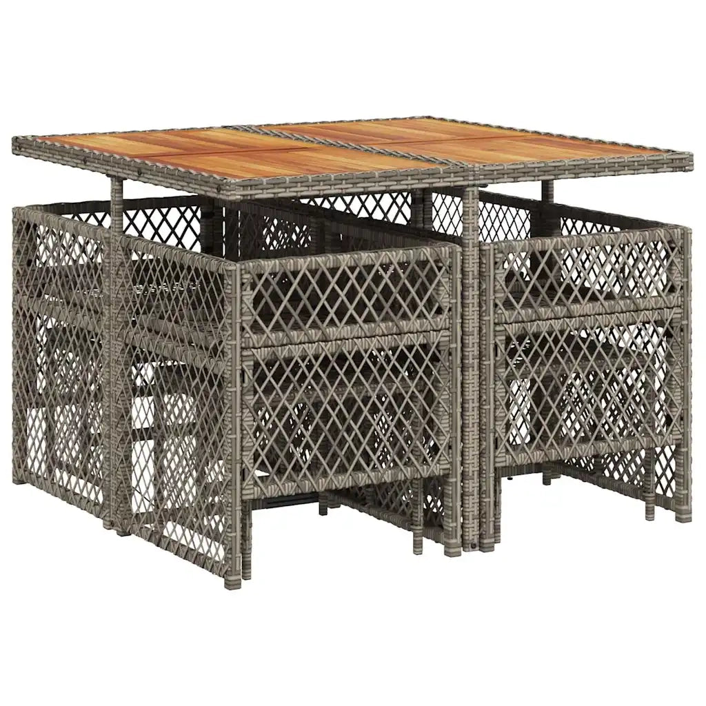 Set da Pranzo da Giardino 9 pz con Cuscini in Polyrattan Grigio 3210782