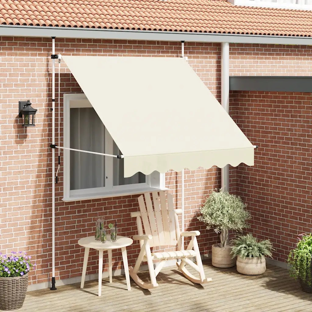 Tenda da Sole Retrattile Manuale-Tenda parasole per Patio 200 cm Crema