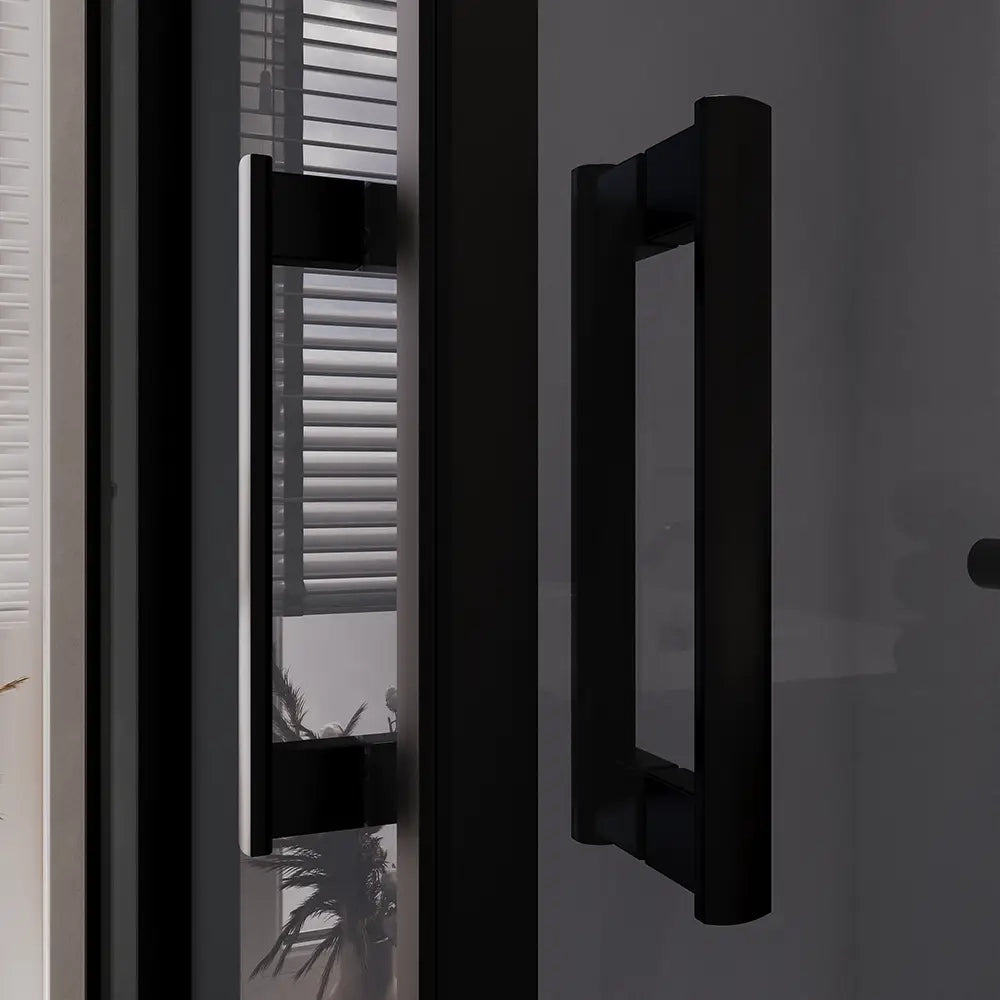 Box doccia 70x90 cm angolare doppio scorrevole profili neri vetro fumé h190 | Java