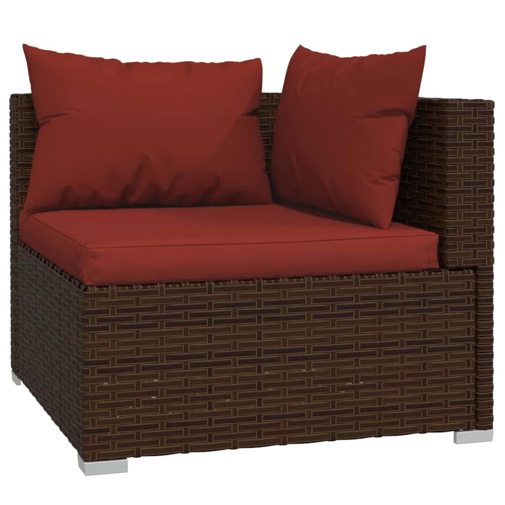 Set di mobili da giardino per esterni 6 pz con cuscini in polyrattan marrone 02_0016902