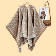 Sciarpa double face divisa in stile europeo e americano, cardigan caldo e reversibile da donna, adatto per l'uso esterno e per tenersi al caldo.
