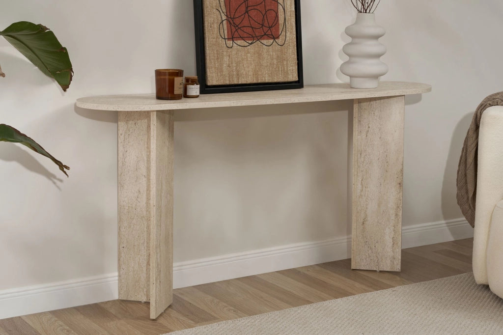Consolle in legno "Sira" - 150 x 35 x 75 cm - Travertino