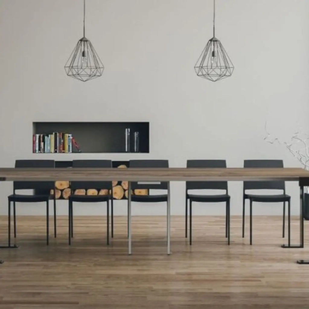Consolle allungabile 90x40/300 cm Tecno Evolution quercia natura telaio e gambe antracite