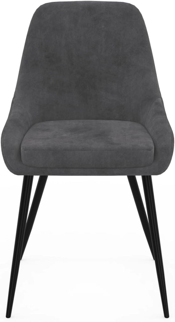 Set di 4 sedie THALYA in velluto grigio scuro con braccioli