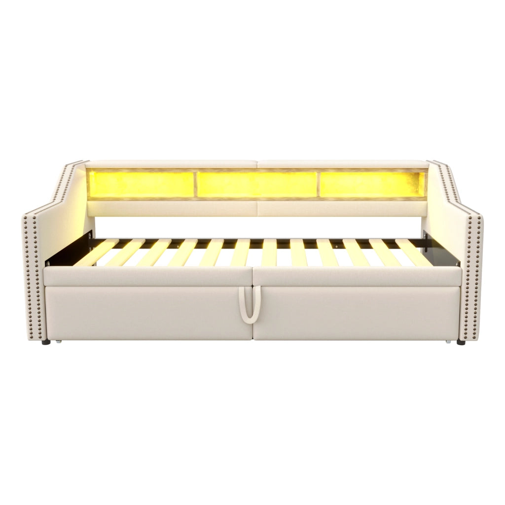 Letto divano estraibile in juta 90/180x200 cm