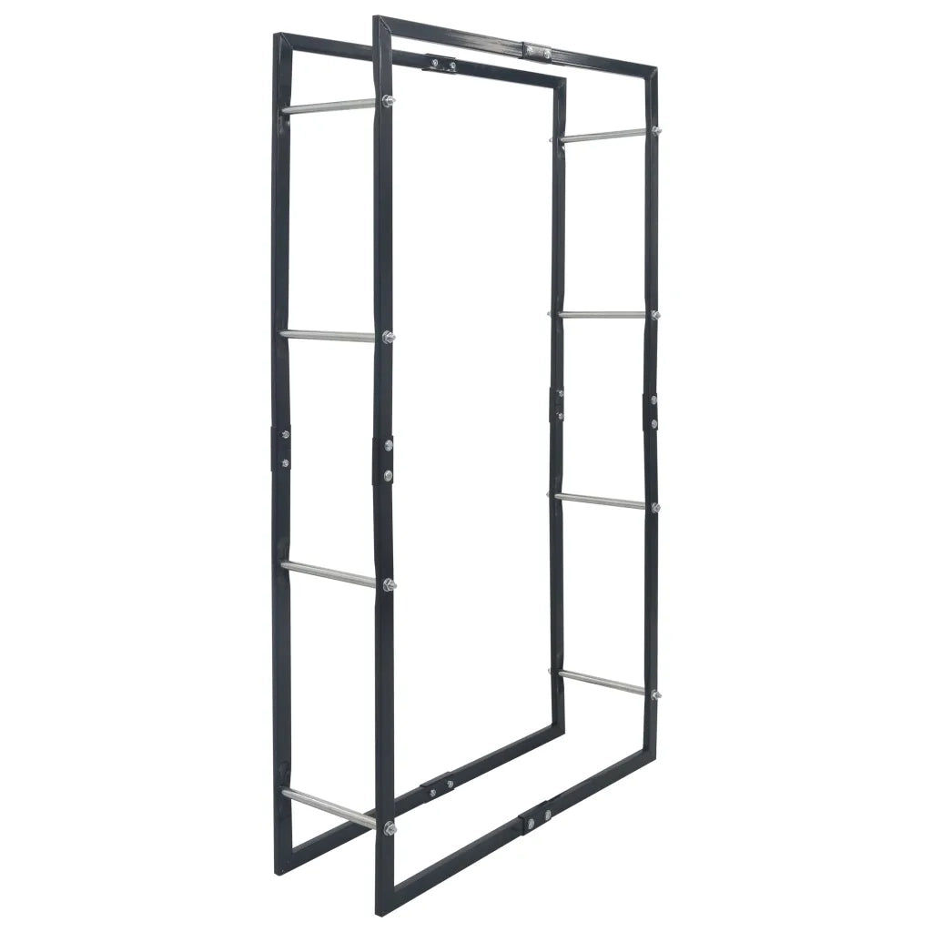 Rastrelliera per Legna da Ardere Nera 80x25x150 cm in Acciaio 286289
