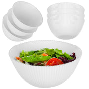 Set di 3 ciotole da insalata KADAX in vetro da 15 cm per zuppe e snack, bianche, scanalate.