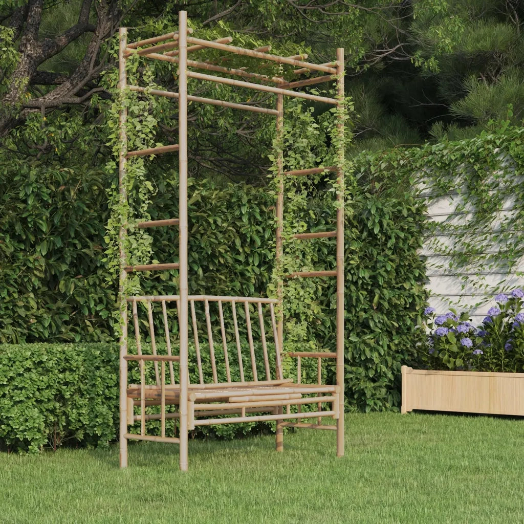 Panca da Giardino con Pergola 116 cm in Bambù 341742