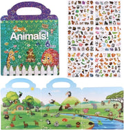Libretto di adesivi riciclabili per bambini - Libretto di adesivi divertenti con 212 pagine di leoni, cuccioli di lupo, panda, tigri e conigli adesivi - Adesivi divertenti per viaggi per bambini, ragazzi, ragazze e ragazzi