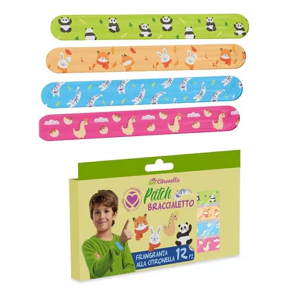 Trade Shop - Set 16pz Da 12 Patch Braccialetto Fragranza Alla Citronella Antizanzare Per Bambini 035078 -