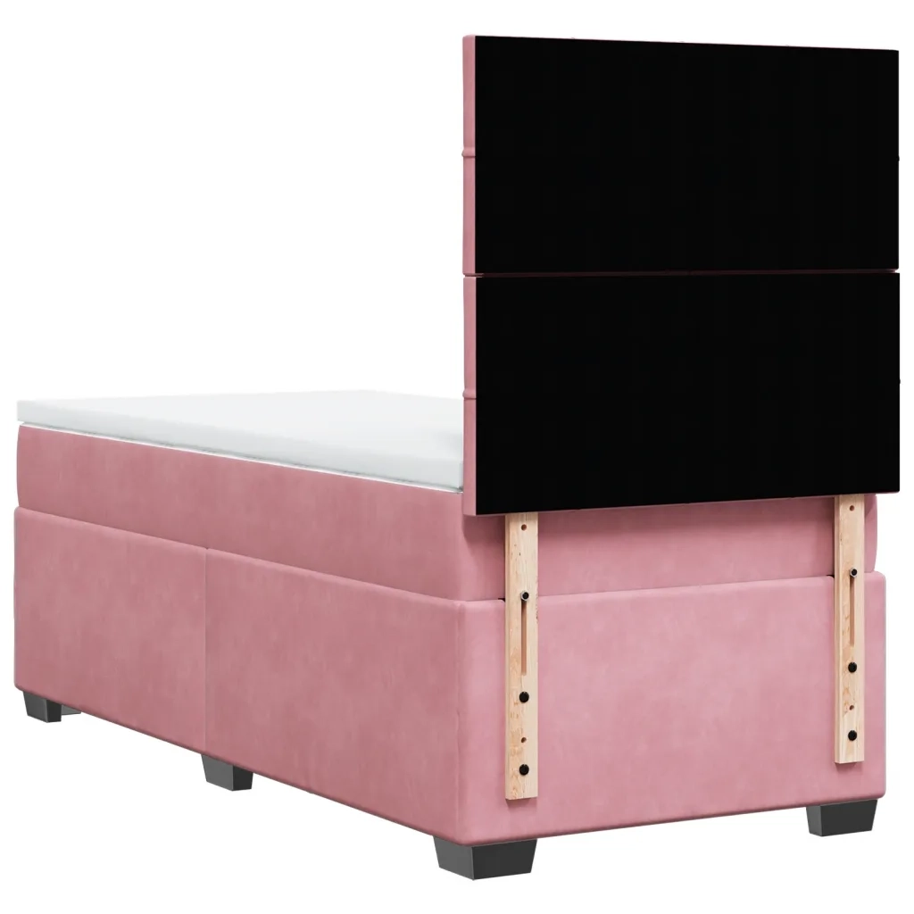 Giroletto a Molle con Materasso Rosa 90x190 cm in Velluto